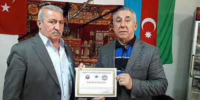 TADDEF'DEN AZERBAYCAN TÜRKİYE  KARDEŞLİĞİNE DESTEK VEREN  CAHİT EROL'A TEŞEKKÜR BELGESİ